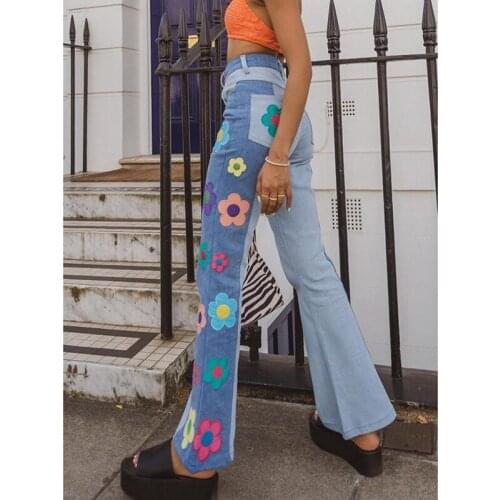 Combhasaki Women's Jeans With Embroidery