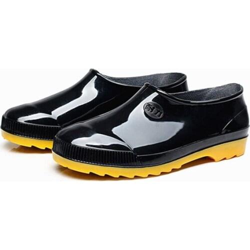 PVC Autumn Fashion Men Rain Boots Waterproof Non-slip Shallow Rubber Shoes Wear-resistant Water Shoes Casual Short Rainboots