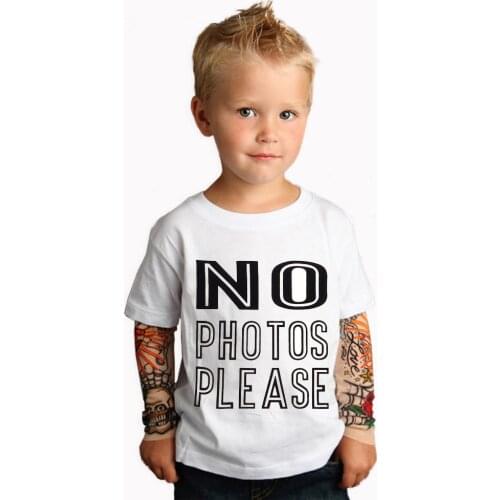 Children Clothing Boys T-shirts 2018 New Tattoo sleeve NO PHOTOS PLEASE Top Tees Spring & Autumn Boys Girls Clothes For 2-8T