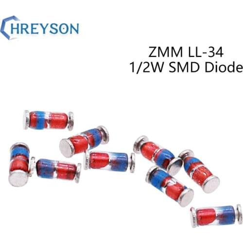 50Pcs 0.5W SMD Zener Diodes LL-34 ZMM16V ZMM18V ZMM20V ZMM22V ZMM24V ZMM27V 30V 33V 36V 39V 43V 47V 9.1V 10V 11V 12V 13V 15V ZMM