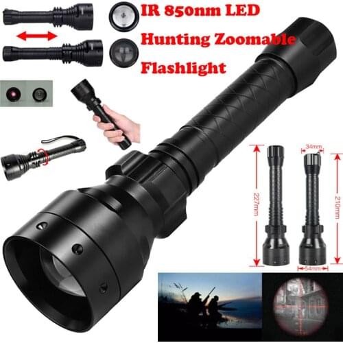 Flashlight 10W IR 850nm T50 LED 2*18650 Long Range Infrared Hunting Light Night Vision Torch Shockproof Waterproof Bicycle Light