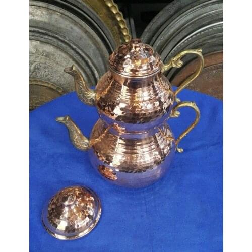 Greek Arabic Coffee Maker, Stove Top Thickest Solid Hammered Copper Tinned Turkish Copper Big Tea Pot Samovar Double Kettle Chis