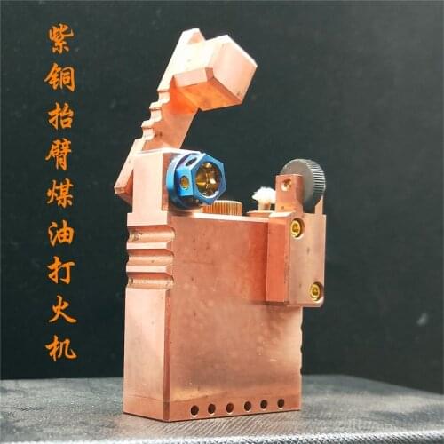 Handmade Red Copper armor trunk arm lifting trench kerosene lighter creative retro collection machine