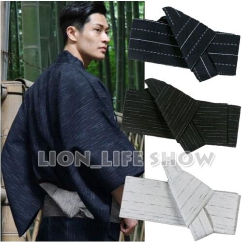 Japanese Mens Kimono Yukata Stiff Kaku Obi Belt Easy Kai No Kuchi Musubi