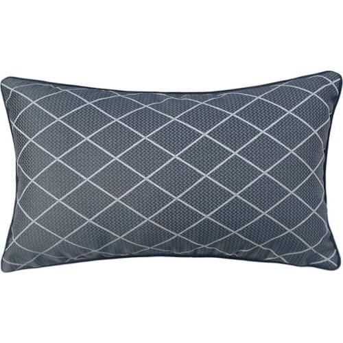 Classic Diamond-type lattice Lumbar Pillow Woven Dark Grey Pipping 30x50cm Velvet Home Decor Soft Waist Designer Cushion Cover