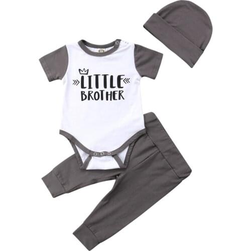 2018 Lovely Baby Cotton Clothes Set Baby Kids Boys Bodysuit Tops Long Pants Hat Outfits Clothing Set 0-24M