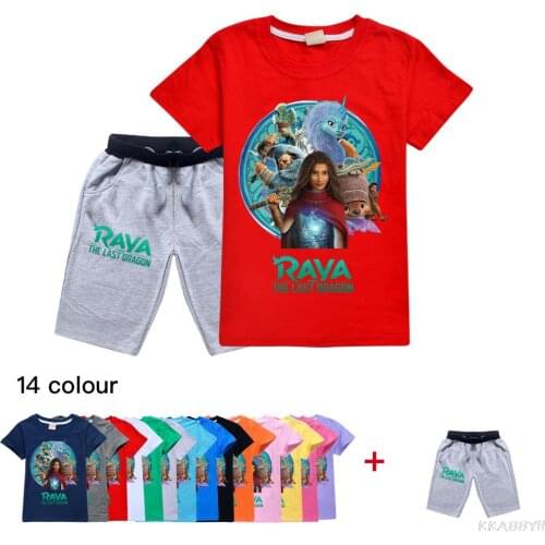 Disney Raya and The Last Dargon 2021Summer Cotton Kids Boys T Shirt Shorts Girls Outfit teens Sport Suit Children Clothing
