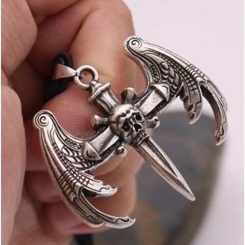 Retro Viking Legend Odin Metal Necklace Skull Pendant European and American Popular Accessories Outdoor Self defense Chain