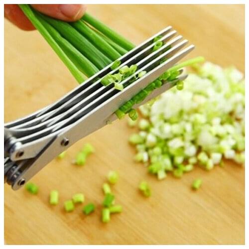 Multilayer Stainless Steel Multifunctional Knives Kitchen Scissors Chive Cutter Herb Spice Kitchen Slicer Shredded Scallion Cut