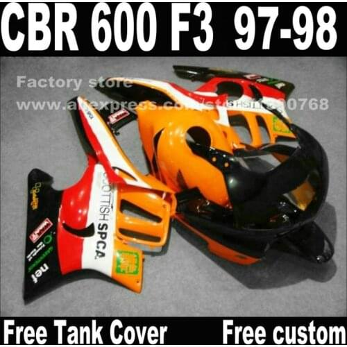 Motorcycle parts for HONDA CBR 600 F3 fairings 1997 1998 CBR600 F3 97 98 red black yellow REPSOL custom fairing kit