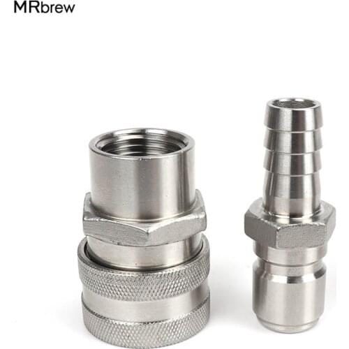 Stainless Female Quick Disconnect Set, Homebrew Fitting, 1/2"barb and 1/2"NPT thread beer Quick Disconnect for home brewring
