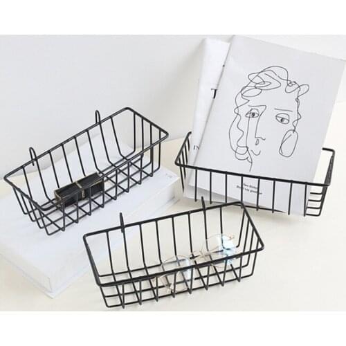 Home Wall Storage Rack Hanging Basket Shelf Holder Iron Grid Display Organizer Decor Art Storage Box Home Wall Decoration