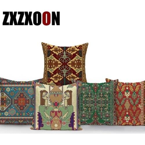Polyester Mandala Geometric Pillow Cover Vintage Stripe Cushion Cover Pattern Pillow Cases for Pillows Home Decoration