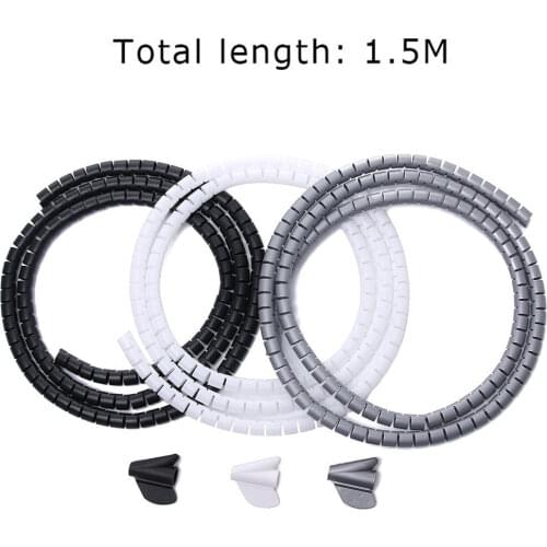 Computer Cable Holder Organizer Length Flexible Spiral Tube Organizer Wire Management Cord Protector Cable Winder Wrap Clip