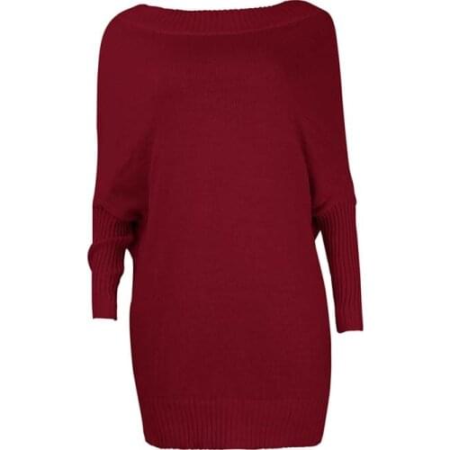 Autumn winter Fashion Women Off Shoulder Dress Batwing Sleeve Sweater Dress High-quality Casual Loose Hand Knitted Short Dress