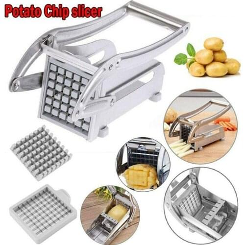 2 Blades Stainless Steel Home French Fry Cutter Chopper Vegetable Potato Chip Slicer Dicer for Kitchen Gadgets and Accessories