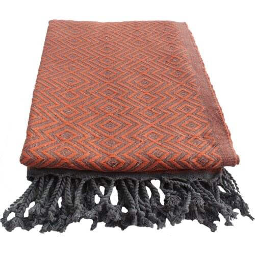 Diamond Design Peshtemal, Bright Color, 100% Cotton, Decorative Throw Blanket, Beach Towel, Shawl, Orange