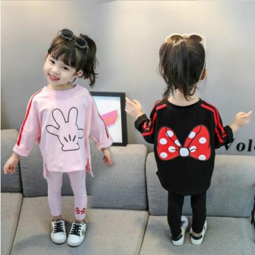 Baby Girls 100% Cotton Long Sleeve Bow T Shirt Legging Pants Clothing Set Toddler Kids Causal Sport Loose Clothes Sets