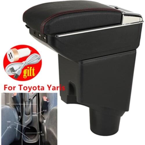 Armrest box For Toyota Yaris Hybrid sol 2010 - 2021 Dual Layer Large Space Central Store Content Box
