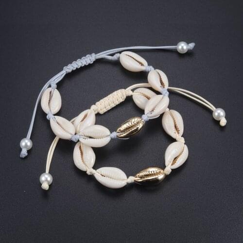 Bohemia Handmade Adjustable Rope Chain Natural Seashell Bracelet Shells foot Bracelets Beaded bracelets For Women Beach Jewelry