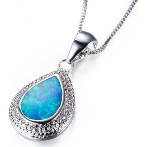 Luxury classic drop-shaped artificial opal pendant necklace girl party charm accessories birthday gift pop jewelry