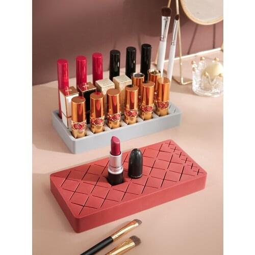 Silicone Lipstick Stand Lipstick Storage Box Girls Heart Multi-Grid Plaid Support for Cosmetics