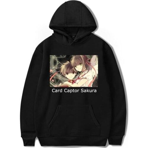 Japan Anime Sakura Card Captor Hoodies Women Men Harajuku Thin Velvet Warm Hip Hop Printed HoodedTracksuit Tops Coat Sweatshirts