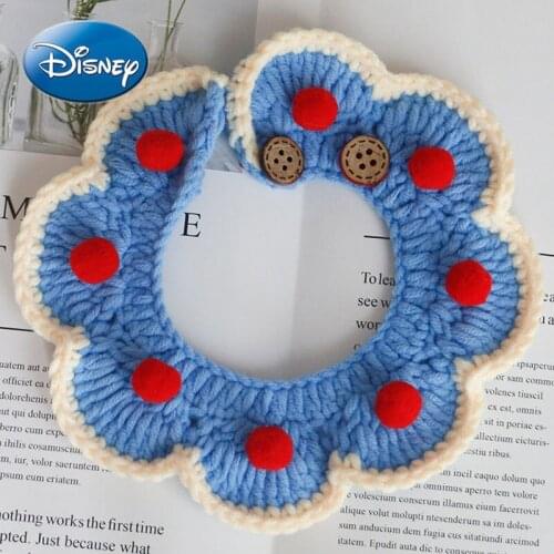 Disney Cat Collar Handmade Woolen Knitted Cute Bib Pet Blue Cat British Short Puppet Teddy Cute Neck Jewelry Pet Supplies