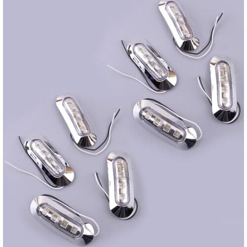8pcs/Set Universal 4 LED Clearance Side Marker Lamp Light White Waterproof 1.2W 24V for Truck Trailer Van Caravan Lorries