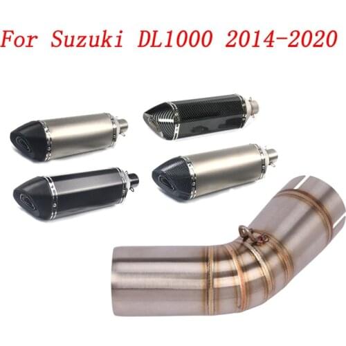 Slip On Motorcycle Exhaust Mid Link Pipe And 51mm Muffler Stainless Steel Exhaust System For Suzuki DL1000 2014-2020