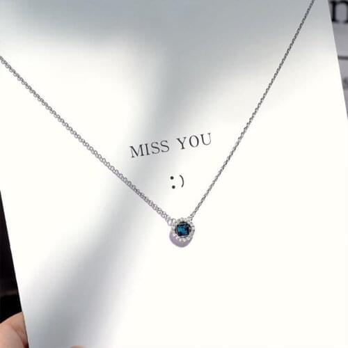 Cute Blue Crystal Tiny Galaxy Stars Pendant Clavicle Chain Necklaces 925 Silver Bling Woman Zircon Link Fine Jewelry 2020 New