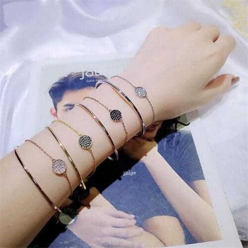 4 color Top Quality Bangle Pave setting 5A Zircon cz 925 Sterling silver Party Wedding Bangles Bracelets for women Jewelry