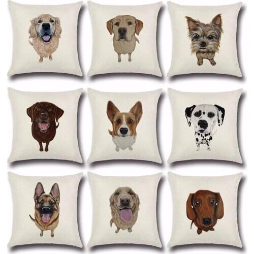 1PC Cushion Cover White and Black Dog Dachshund Cotton Linen Cushion Euro Pillow Covers Home Decor Pillows 18x18 inch OU 016