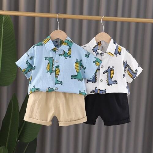 Summer Baby Boy Girl Clothes Infant Cartoon full printe Pattern Shirt Shorts 2pcs/sets Children Clothing Kids Casual suit sets