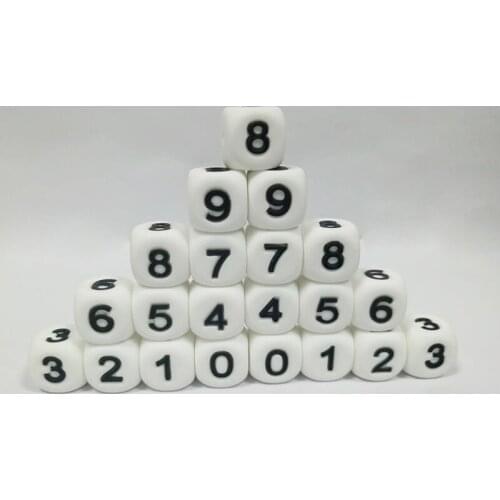 20Pcs Digital Silicone Teether Beads BPA Free DIY Pacifier Chain Accessories Baby Teething Toys Chewing Number Beads