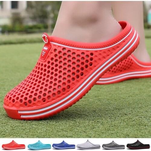 2021 Men Sandals Woman Beach Shoes Ligthweight Quick-drying Garden Clog Breathable Slip-on Trekking Sandals Zapatillas De Mujer