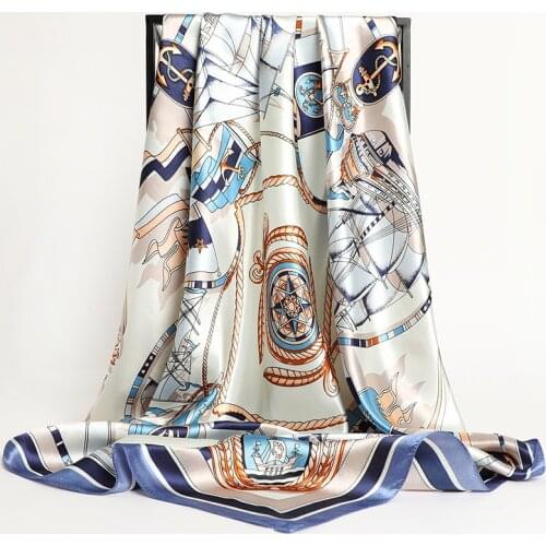 2021 New Print Square Scarf For Women Silk Shawl Neckerchief Female Head Wraps Headband Hair bands Foulard Satin Hijab Bandana