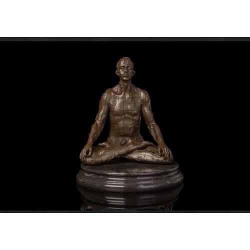 30cm Western Art Deco Sculpture Man Thinking and meditation life Bronze Statue