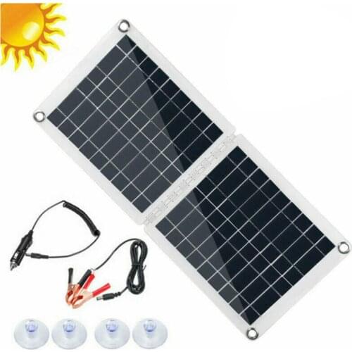 60W Dual USB Folding Solar Panel Kit Mono Caravan Boat Camping Charging Q81F