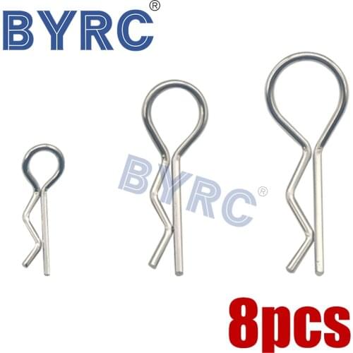 8Pcs silvery Universal Stainless Steel Body Shell R Clips Pin for 1/16 1/10 1/8 1/5 RC Model Car HSP Axial HPI Traxxas Tamiya