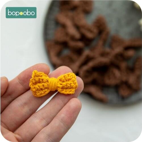 Bopoobo 10PC Crochet Beads DIY Baby Teether Toy Gift Teething Soft Bow Tie Baby Products For Newborns Cotton PVC Free