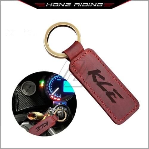 For Kawasaki KLE 250 650 500 Keyring Motorcycle Cowhide Keychain Key Ring