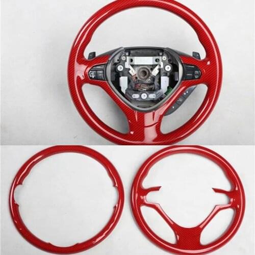 For Honda Spirior 2009-2013 2PCS RED Carbon Fiber ABS Car Interior Steering Wheel Cover Trim Moldings Car Styling Accessories