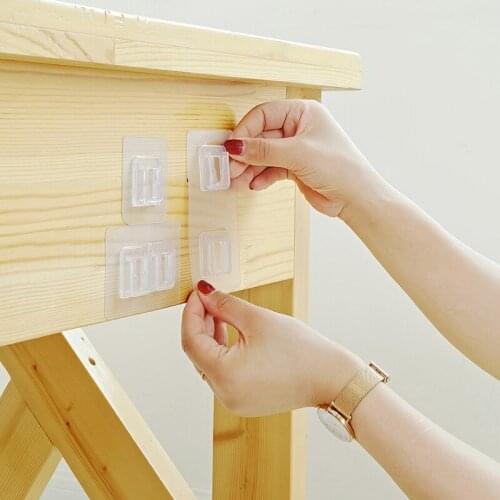 Double Sided Self Adhesive Wall Hook Sucker Transparent Strong Wall Hanging Storage Shelf Kitchen Bathroom Double Sided Adhesive