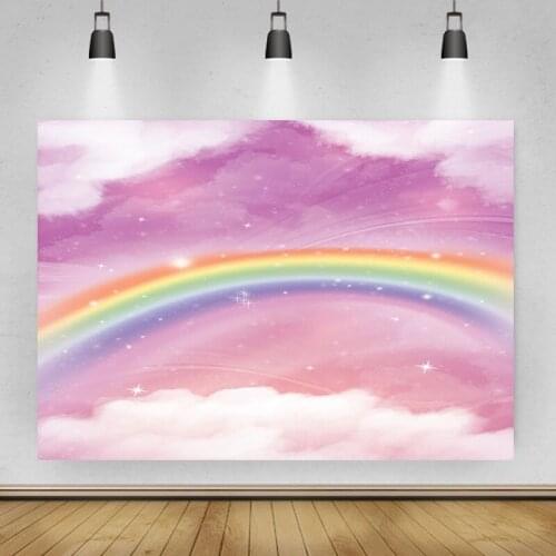 Dream Pink Purple Sky Rainbow Portrait Photo Background Photographic Vinyl Backdrop Birthday Party Photocall Studio Booth Props