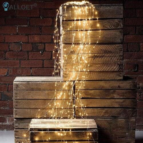 Solar Fairy String Lights Vine Light Copper Wire Outdoor Waterfall LED Curtain String Lights Party Garden Christmas Decoration