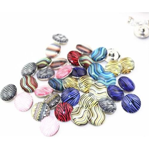 Hot selling 100pcs/lot mix random printing wave snap buttons for 18mm ginger button snap pendant bracelet charms diy jewelry
