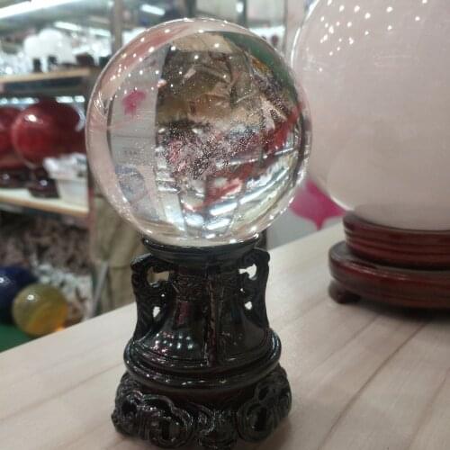 80mm Smelting crystal ball natural feng shui magic healing crystal ball, gem + bracket