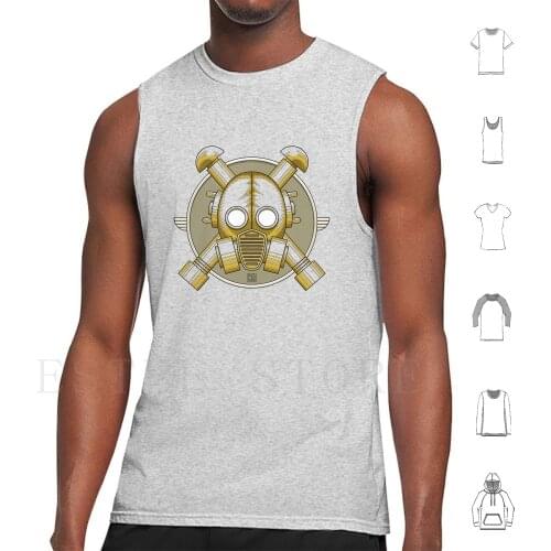 Art Deco Gasmask ( Transparent ) Tank Tops Vest Cotton Vector Comic Golden Fashion Gasmask Comicbook Steampunk Pop Art Art Gas
