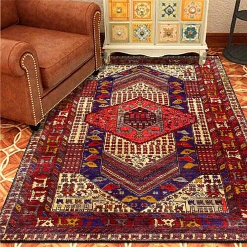 Classical Persian Ethnic-Style Rug Wine Geometric Carpet Living Room Bedroom Bed Blanket Kitchen Door Mat